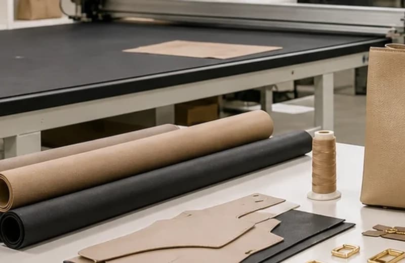 Material cutting process for handbag production