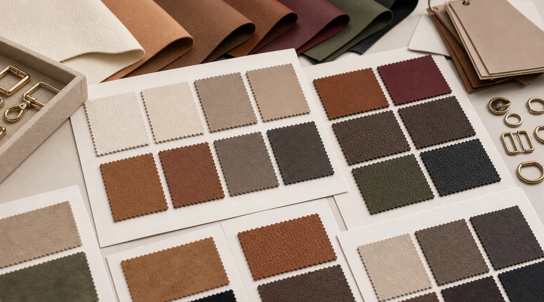 Handbag material swatch board for custom bag production