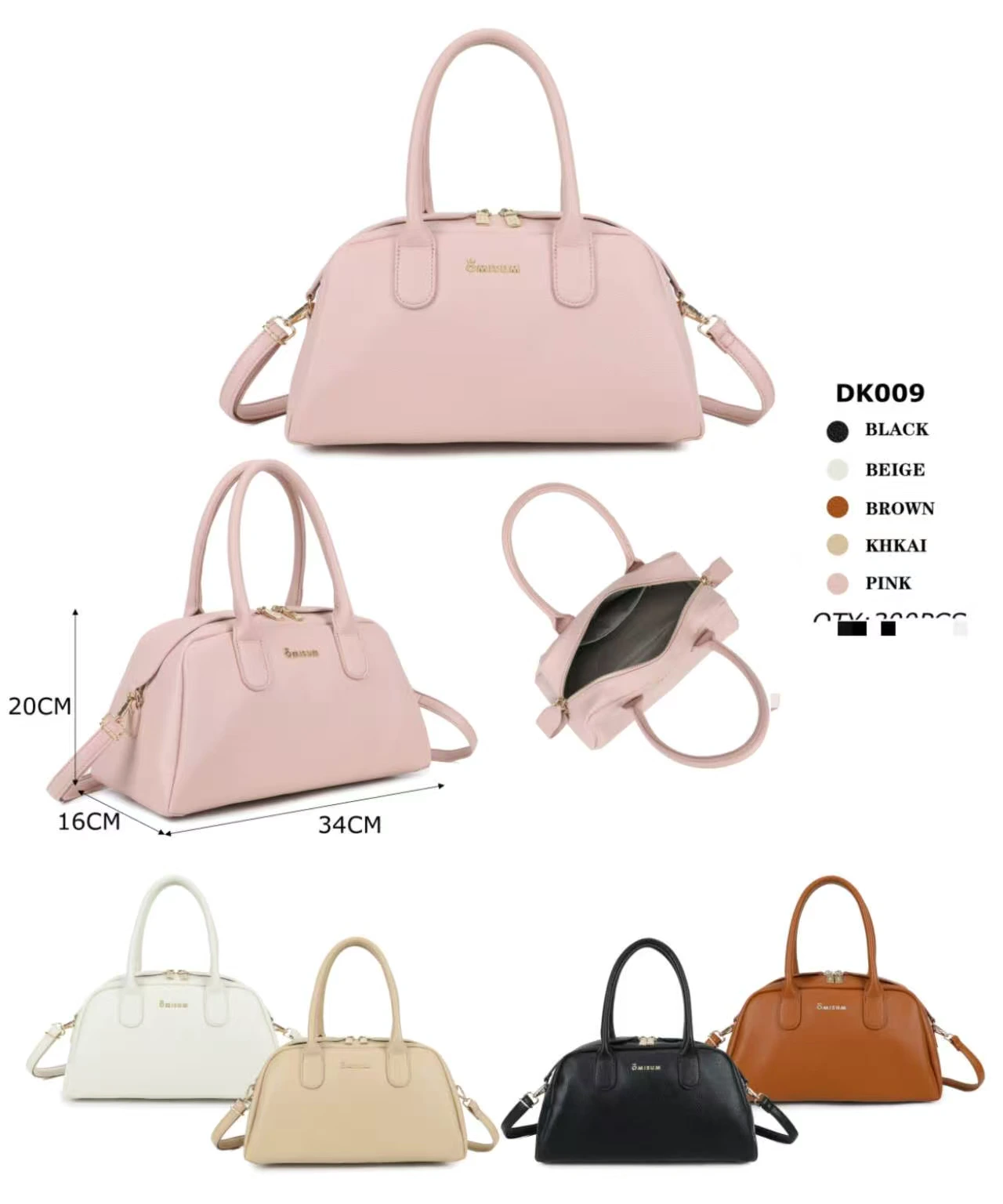 Rounded zip-top handbag, DK009, actual stock product