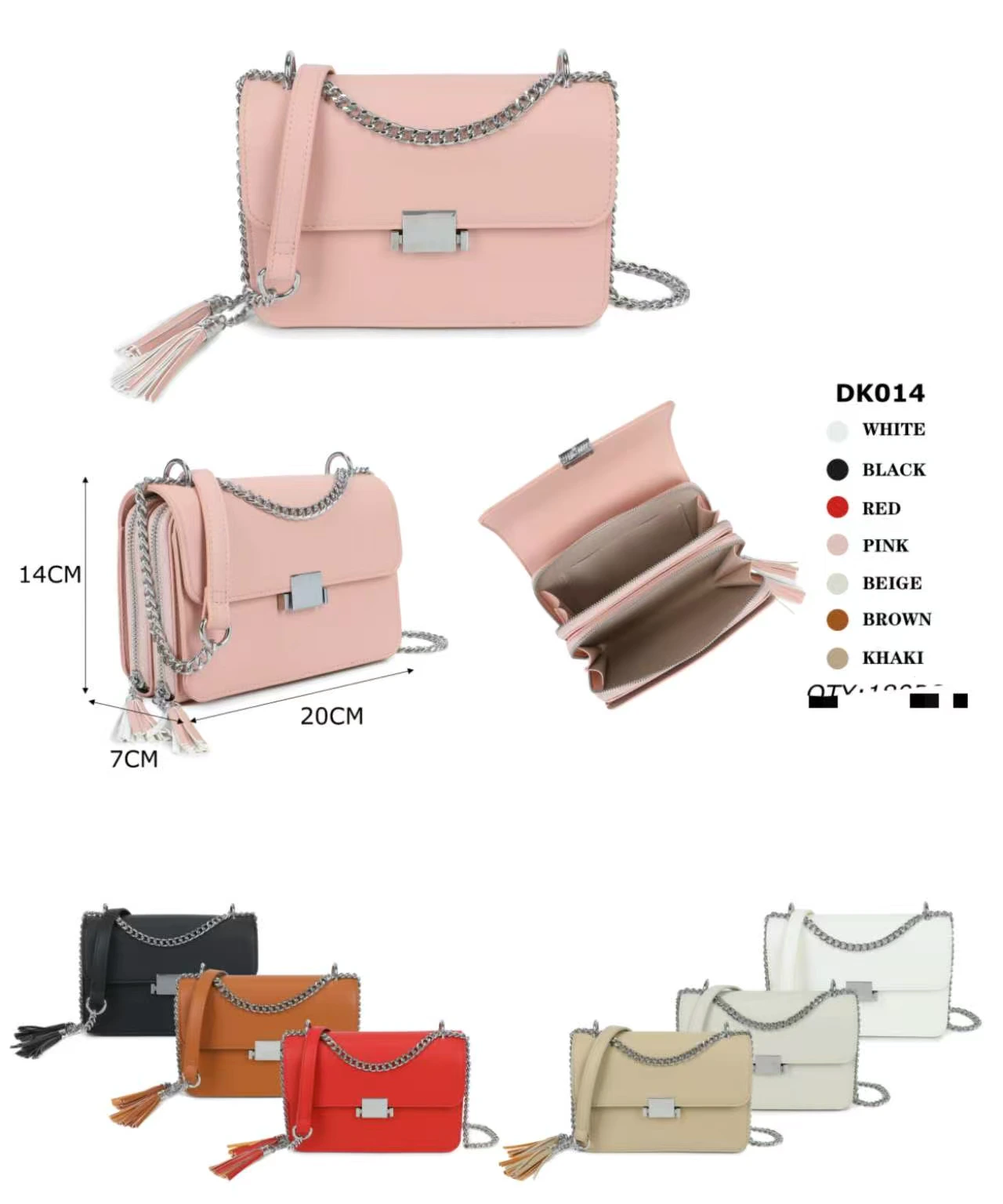 Chain-and-tassel crossbody, DK014, actual stock product