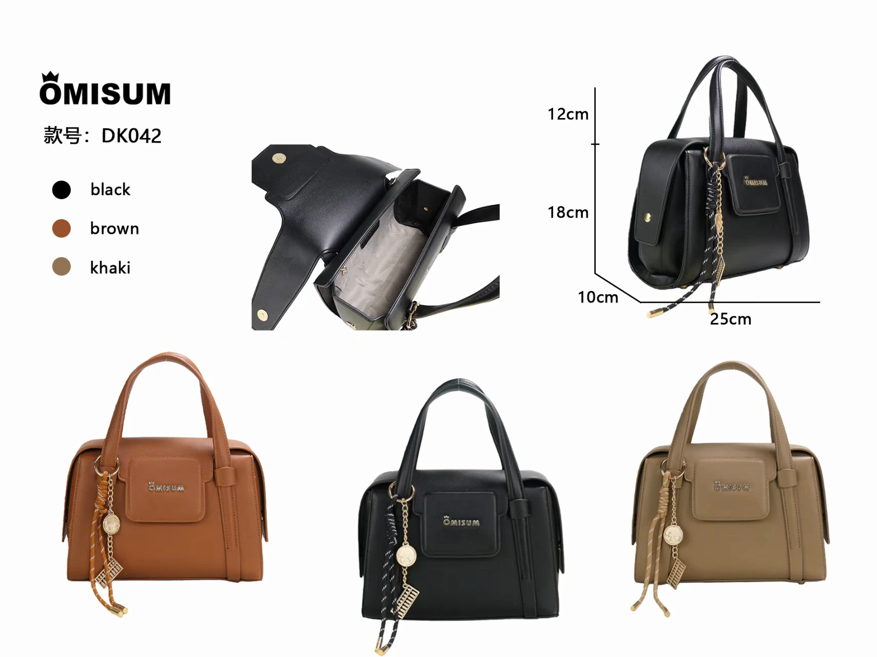 Twin-handle zip satchel, DK042, actual stock product