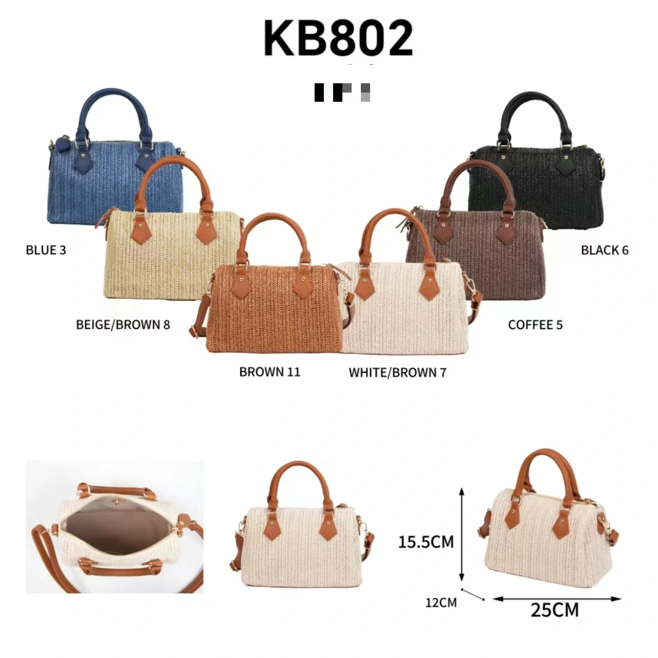 Compact contrast-handle satchel, KB802, actual stock product