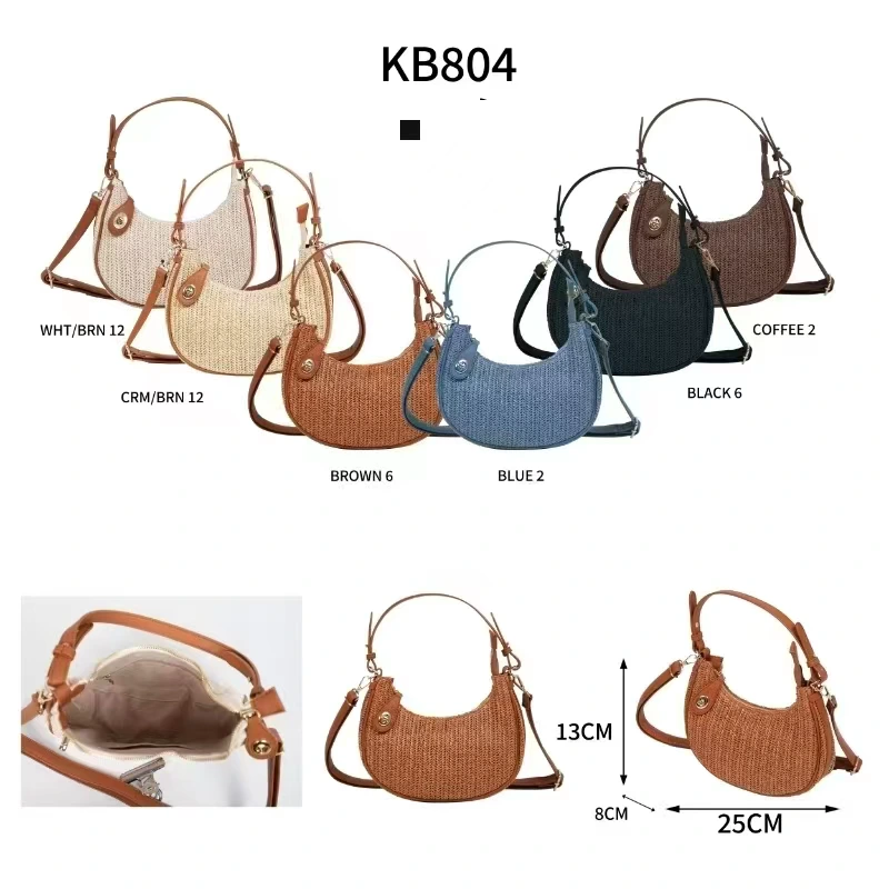 Two-tone curved handbag, KB804, actual stock product