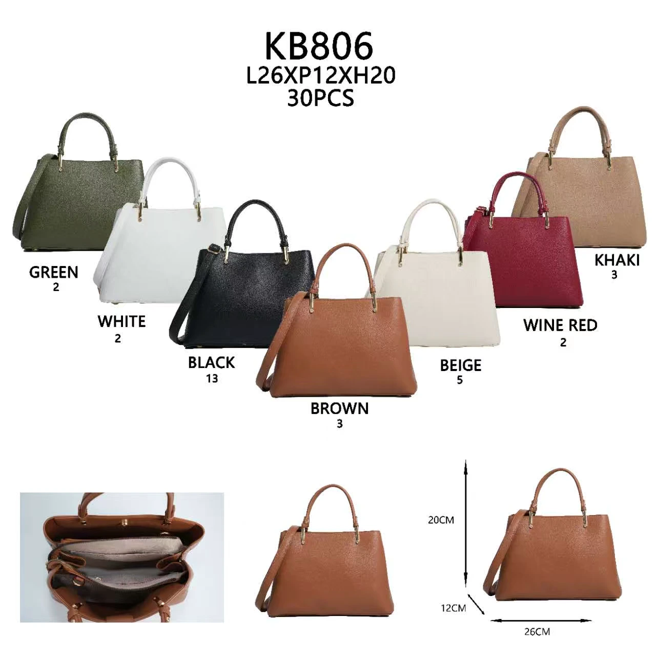 Soft twin-handle satchel, KB806, actual stock product